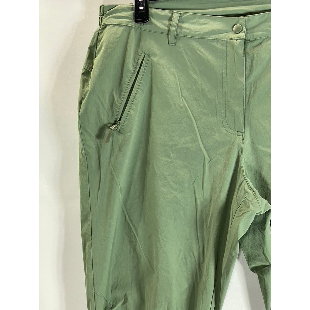 ULLA POPKEN Women's Plus Size Green Stretch Slant Zipper-Pockets Capri Pant SZ20