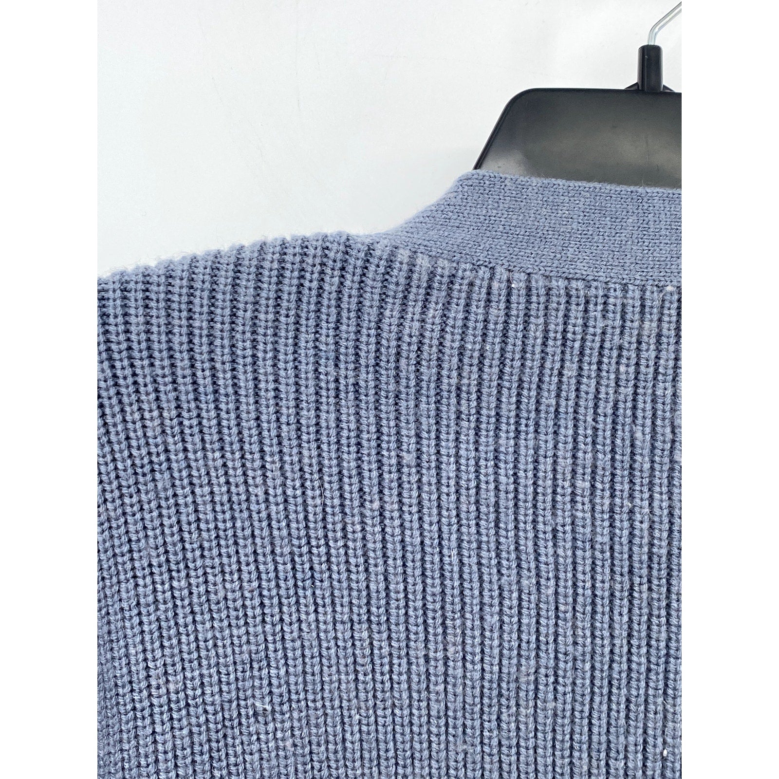 ZARA Men's Blue Ribbed V-Neck Long Sleeve Button-Up Cardigan SZ M