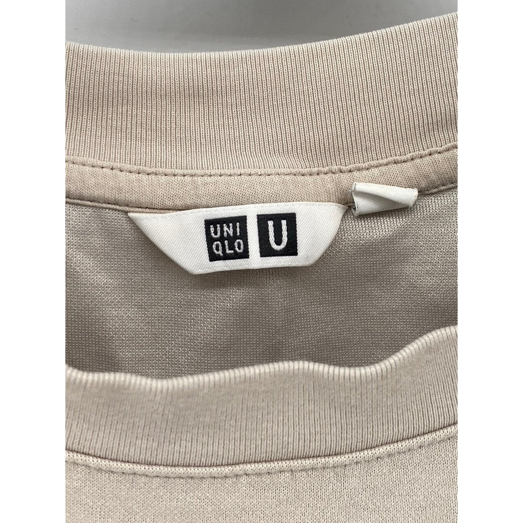 UNIQLO Men's Beige AIRism Crewneck Oversized Short Sleeve T-Shirt SZ M