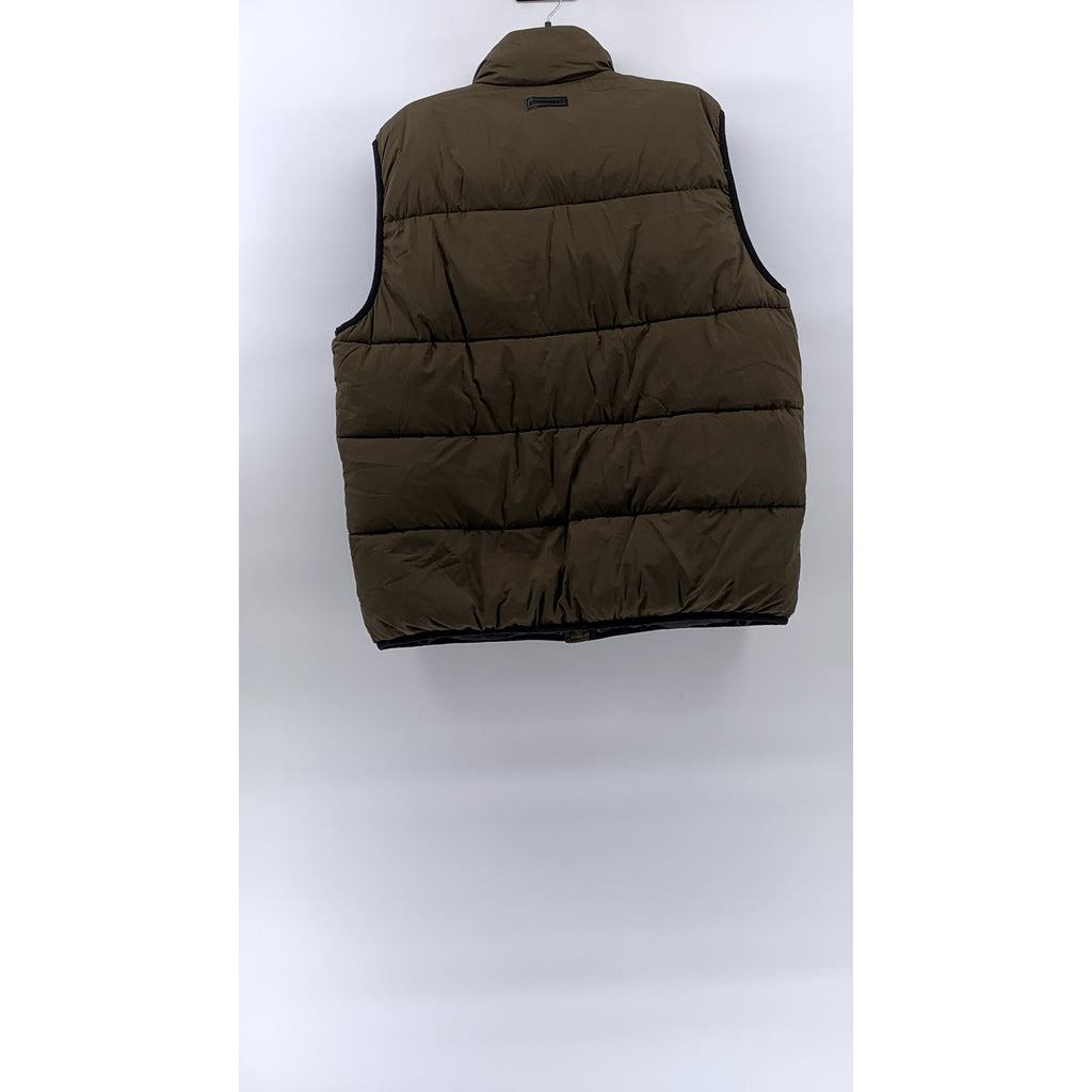 BERNARDO Men's Olive Green Stand Collar Sleeveless Zip-Up Puffer Vest SZ L