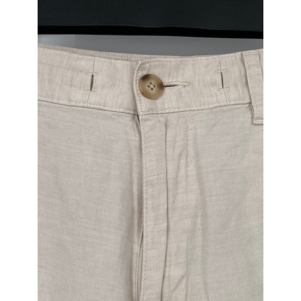 UNIQLO Women's Beige Cotton-Linen Blend Relaxed-Straight Fit Pant SZ S