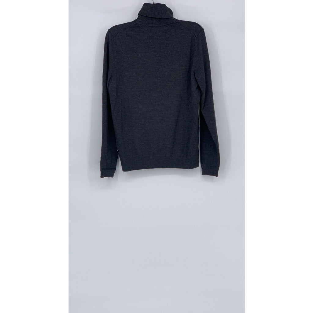 BOSS HUGO BOSS Men's Dark Gray Regular-Fit Virgin Wool Turtleneck Sweater SZ S