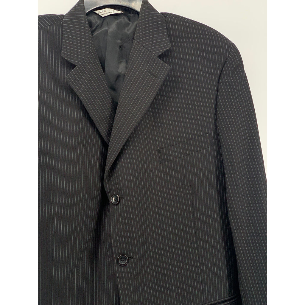 PAOLO GIARDINI Men's Black Pinstripe 3-Button Notch Collar Blazer SZ 40R