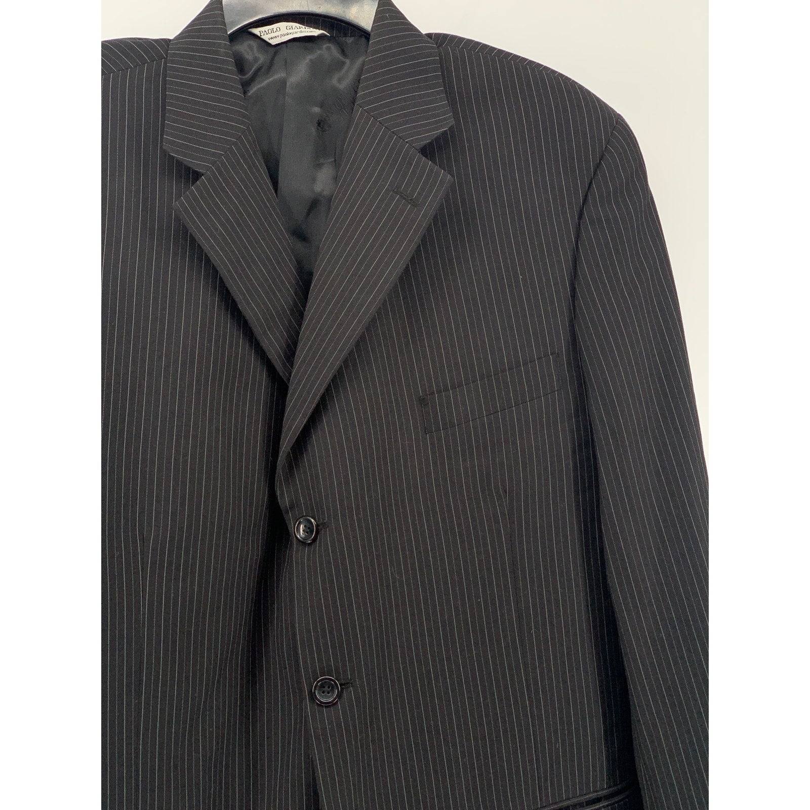 PAOLO GIARDINI Men's Black Pinstripe 3-Button Notch Collar Blazer SZ 40R