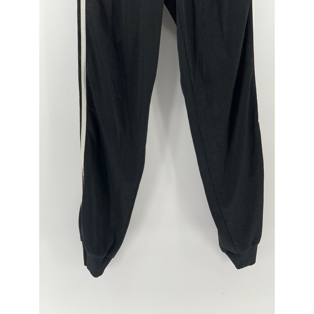 ADIDASS Men's Black-White 3-Stripe Pull-On Active Jogger Sweatpants SZ M