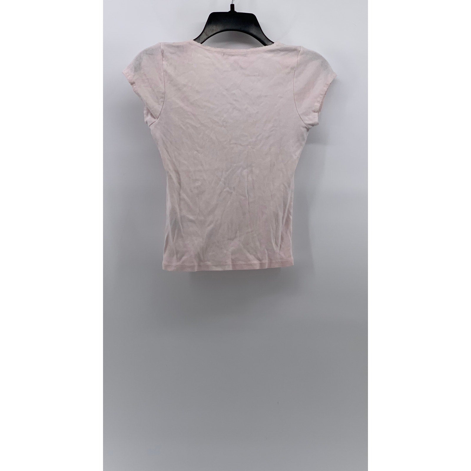 BRANDY MELVILLE Women's Light Pink Scoop-Neck Short Sleeve Casual Top SZ OS
