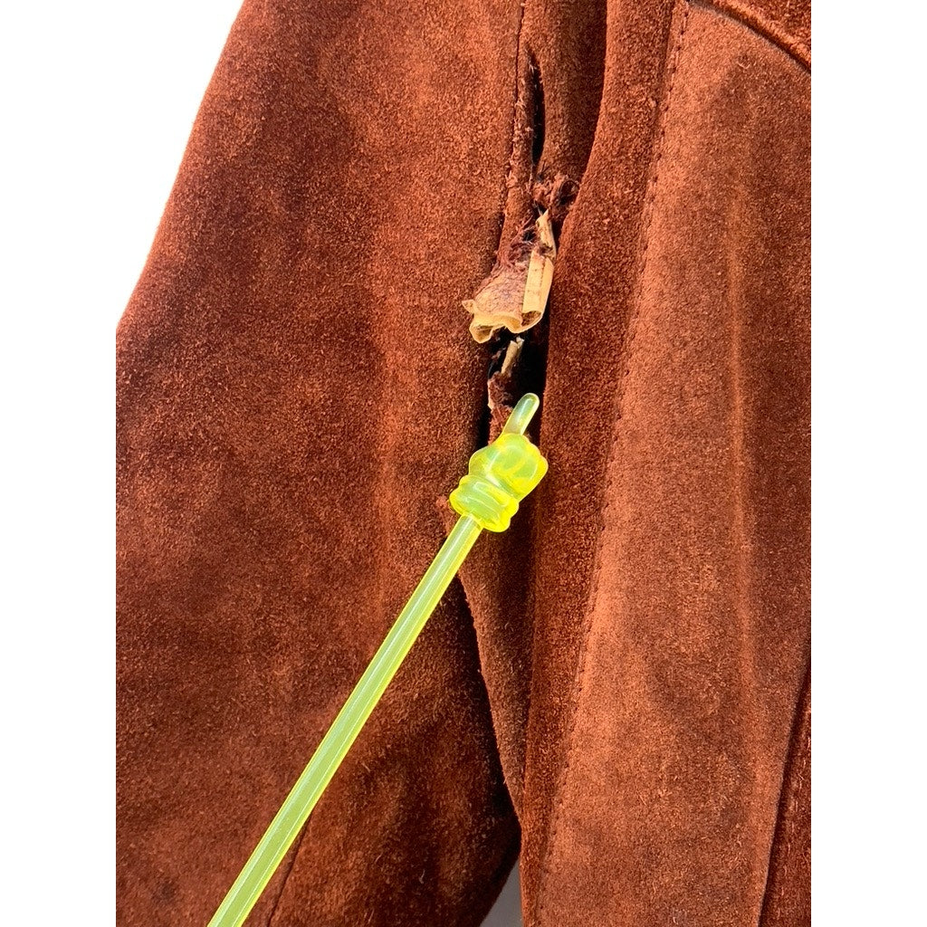 BERMAN'S THE LEATHER EXPERTS Women's Cognac Vintage Leather Belted Jacket SZ 14