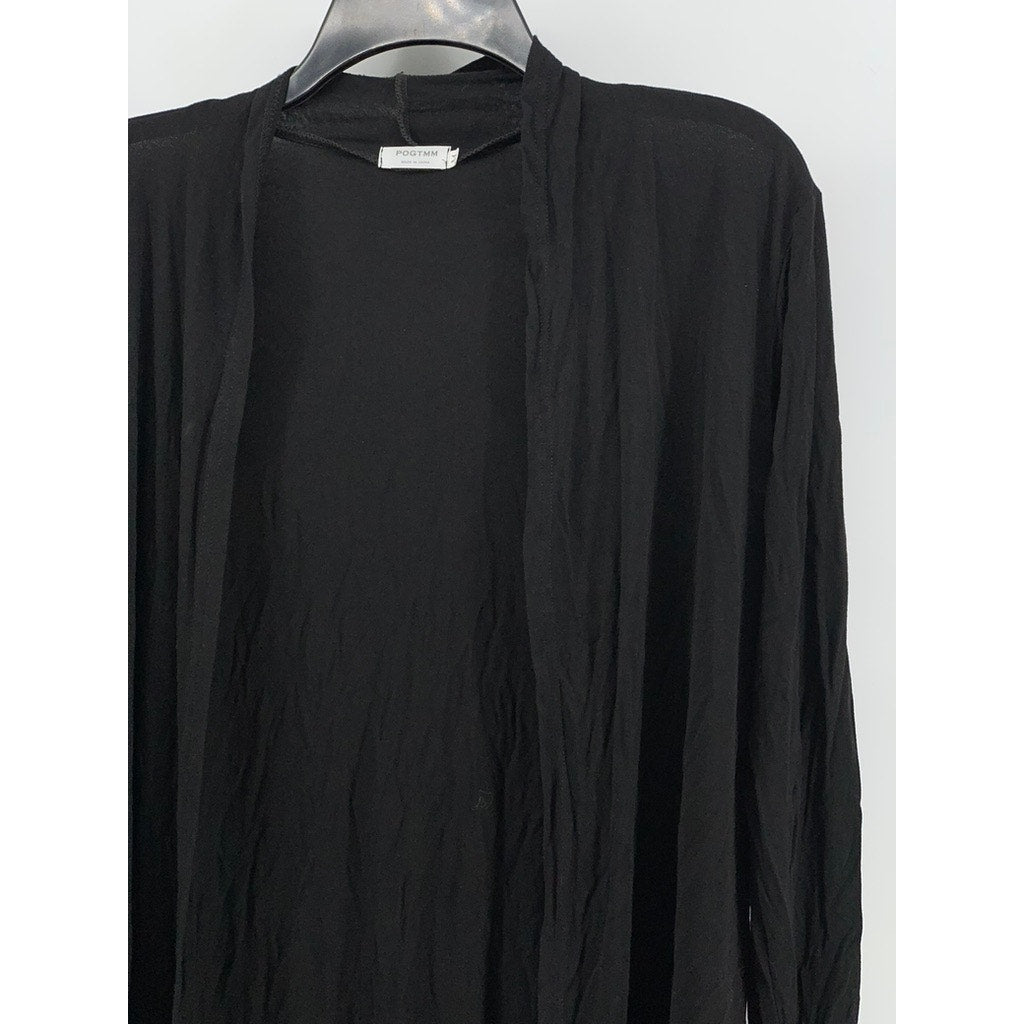 POGTMM Women's Black Solid Long Sleeve Open-Front Cardigan SZ M