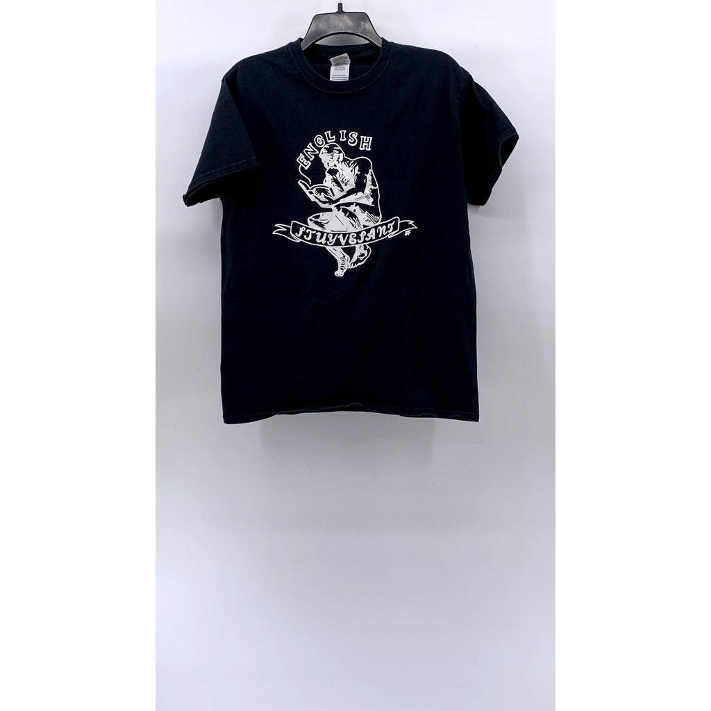 GILDAN Men's Washed Black Graphic Crewneck Casual Short Sleeve T-Shirt SZ M