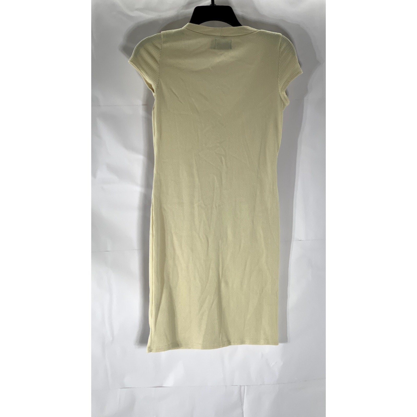 ASOS DESIGN Women’s Beige Ribbed Button-Up V-Neck Short Sleeve T-Shirt Dress SZ6