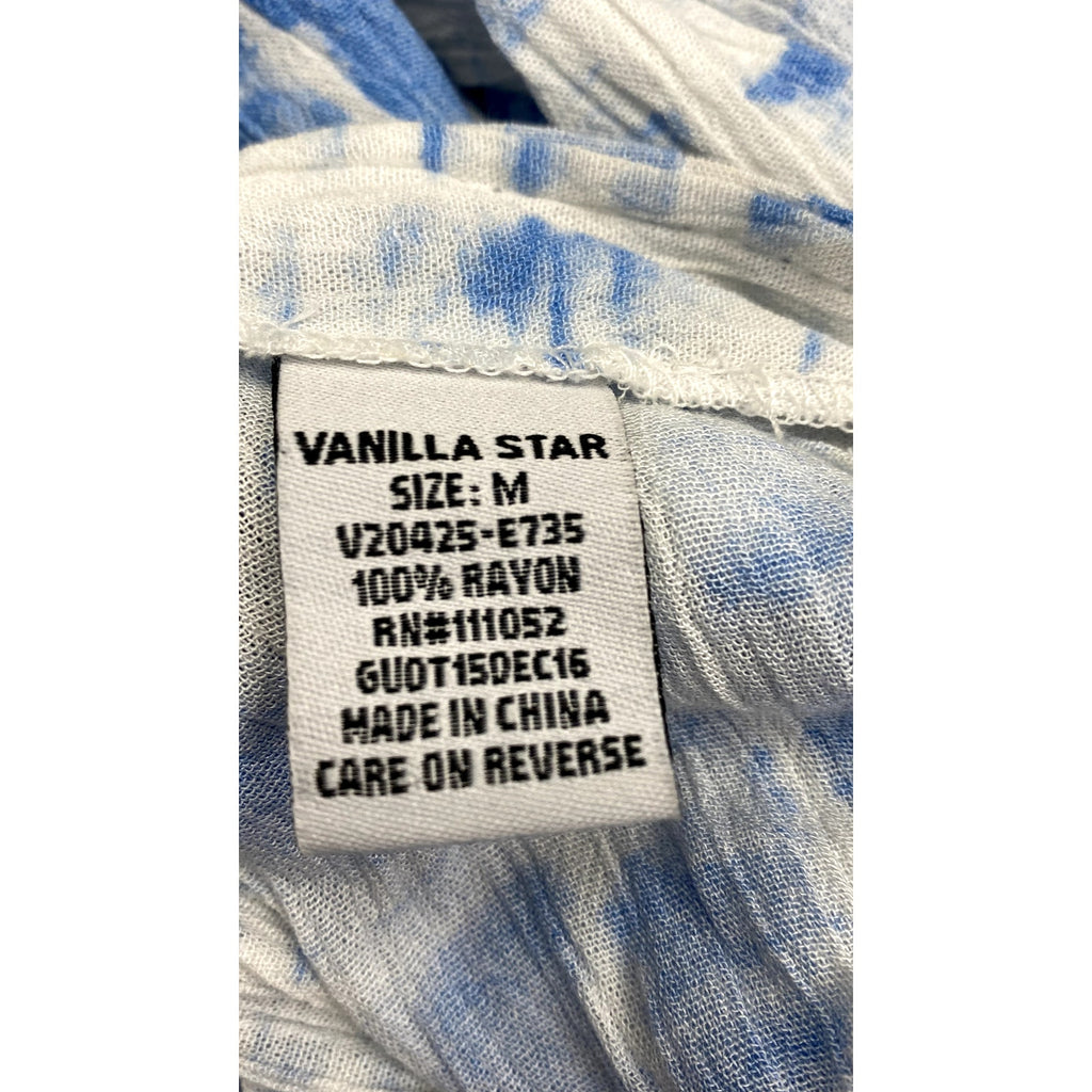 VANILLA STAR Womens Blue & White Dyed Flowy Pants SZ M