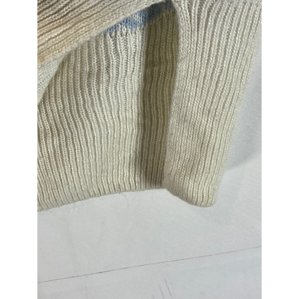 H&M DIVIDED Women's Cream/Blue Houndstooth V-Neck Sweater Vest SZ L