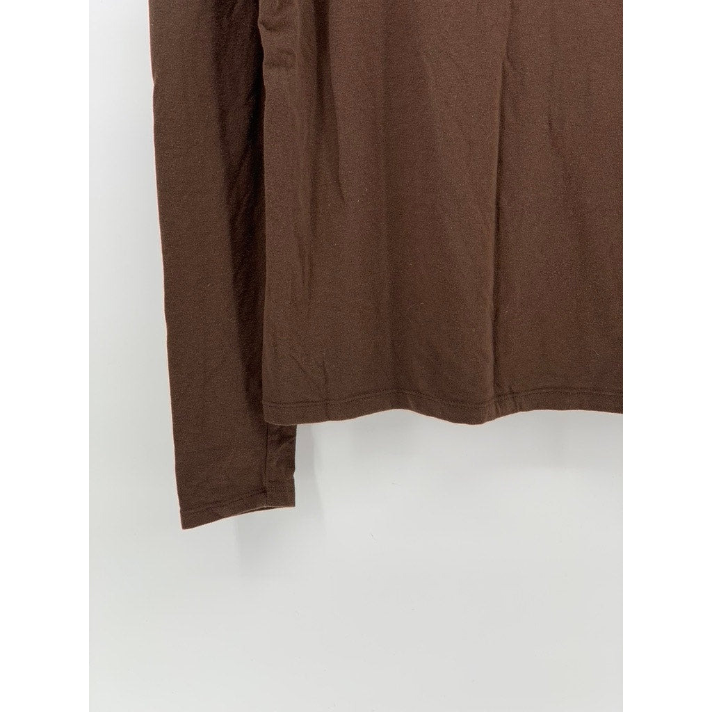 GAP Women's Chocolate Brown Long Puff Sleeve Pullover Mock-Neck Top SZ M
