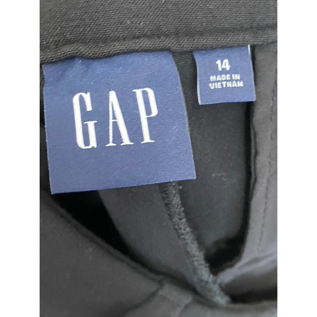 GAP Women's Black-Gold Mid-Rise Baby Boot Sailor Regular-Fit Pant SZ 14