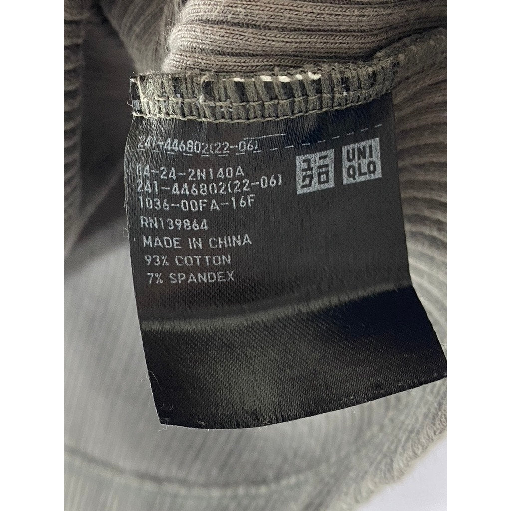 UNIQLO Women's Dark Gray Ribbed Crewneck Short Sleeve Cropped Top SZ L