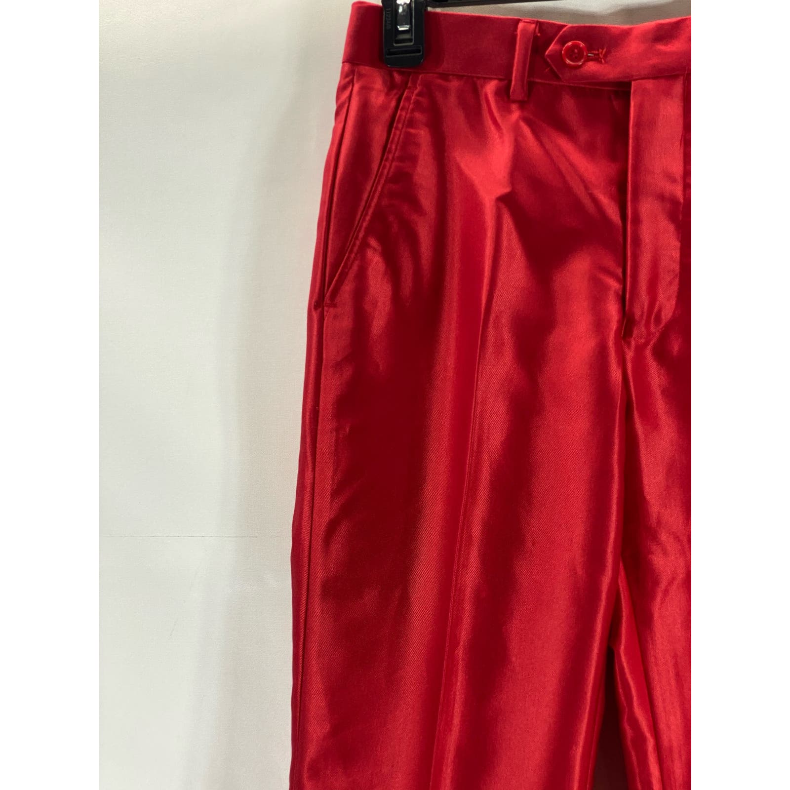 FERRECCI Men's Red Satin Short Super 150's Flat Front Suit Pant SZ 28S