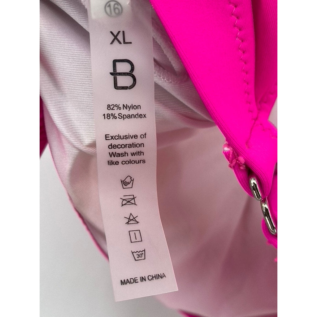 B SWIM Hot Pink V-Back Swim Top SZ XL