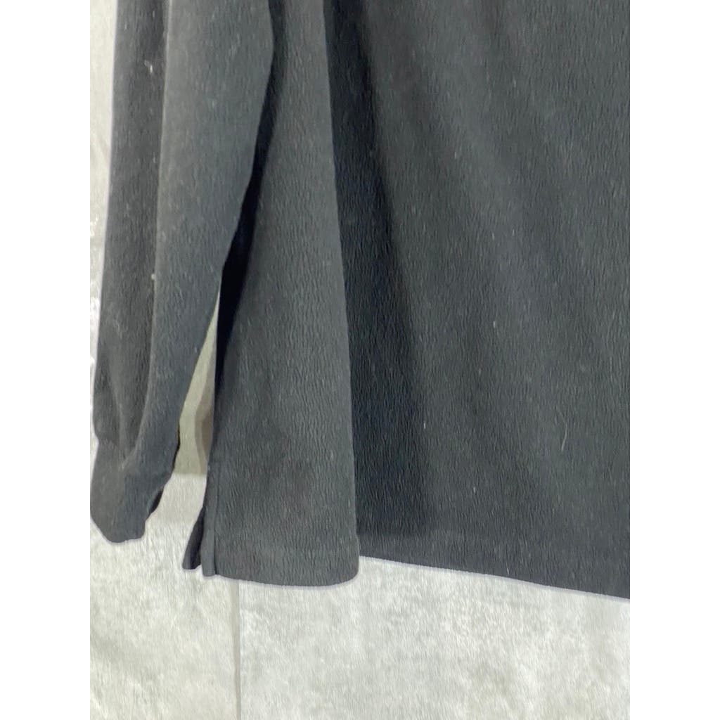 L.L. BEAN Men's Black Fleece Regular-Fit Henley Pullover Sweater SZ L