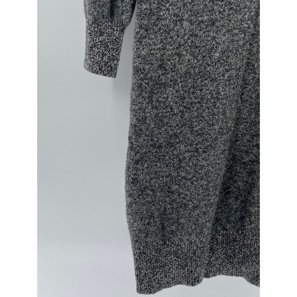 UNIQLO Women's Charcoal Gray Marled Knit Wool Knee Turtleneck Sweater Dress SZ S