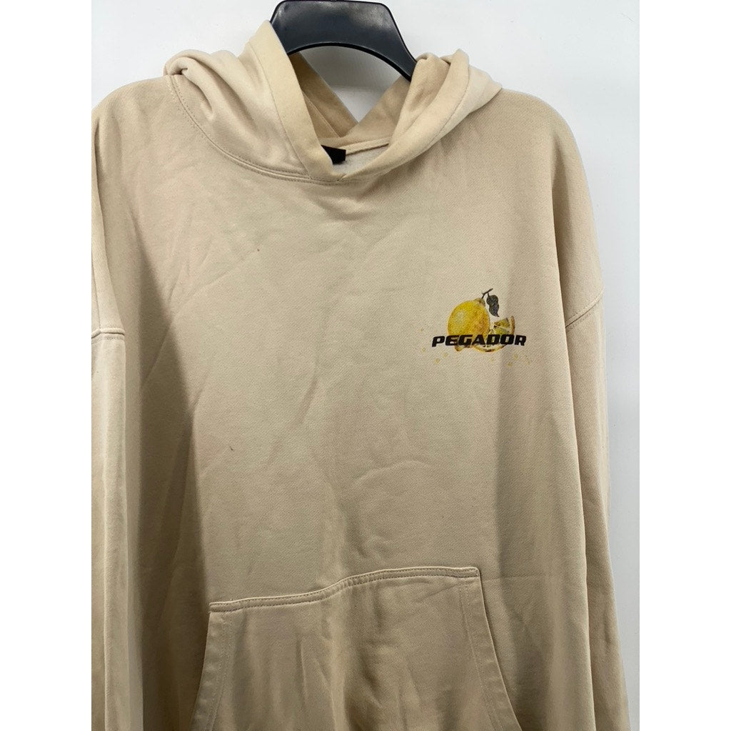 PEGADOR Men’s Tan Oversized Long Sleeve Pullover Casual Hoodie SZ L