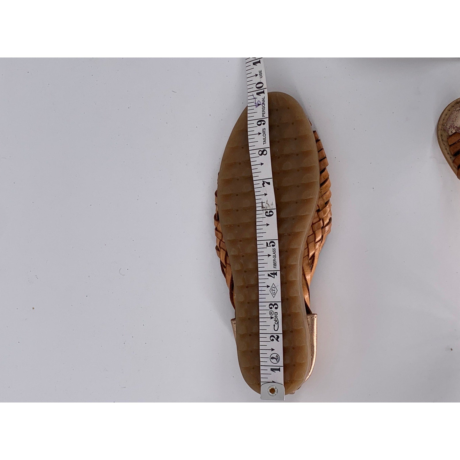 UNBRANDED Women's Brown-Gold Woven Leather Almond-Toe Slip-On Sandals SZ 9