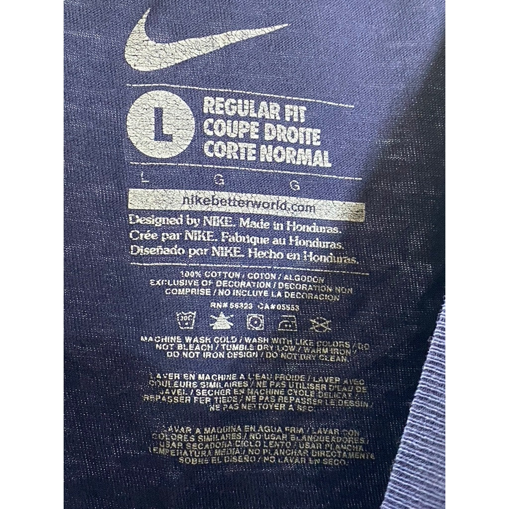 NIKE Men's Navy-Red ATL Logo Crewneck Regular-Fit Short Sleeve T-Shirt SZ L