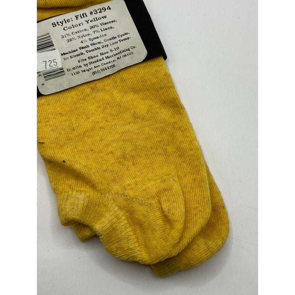 B.ELLA Women's Yellow Knit Cotton-Blend Solid Fifi Ankle Socks SZ OS
