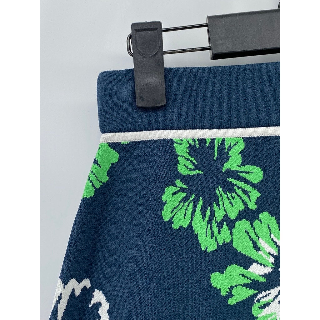 TANYA TAYLOR Women's Navy-Green-White Floral Straight Mini Skirt SZ S