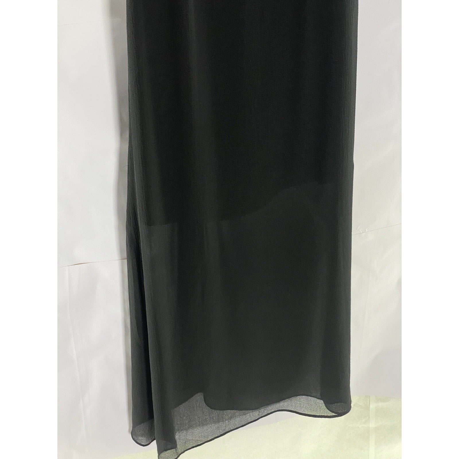 ALLSAINTS Black Sheer Illusion Hem Ruched Ariya Goth Grunge Midi Dress SZ 0