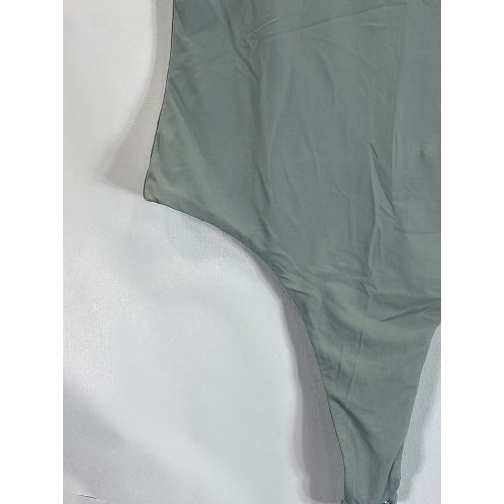 MESHKI Women's Pastel Sage Green Scoop Neck Sleeveless Bodysuit SZ S