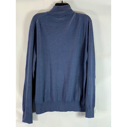 BROOKS BROTHERS Men's Blue Quarter-Zip Saxxon Wool Pullover Sweater SZ XL