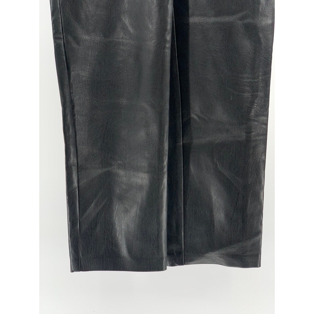 WILFRED FREE Women's Black Faux Leather Five-Pocket Straight-Leg Pant SZ 2