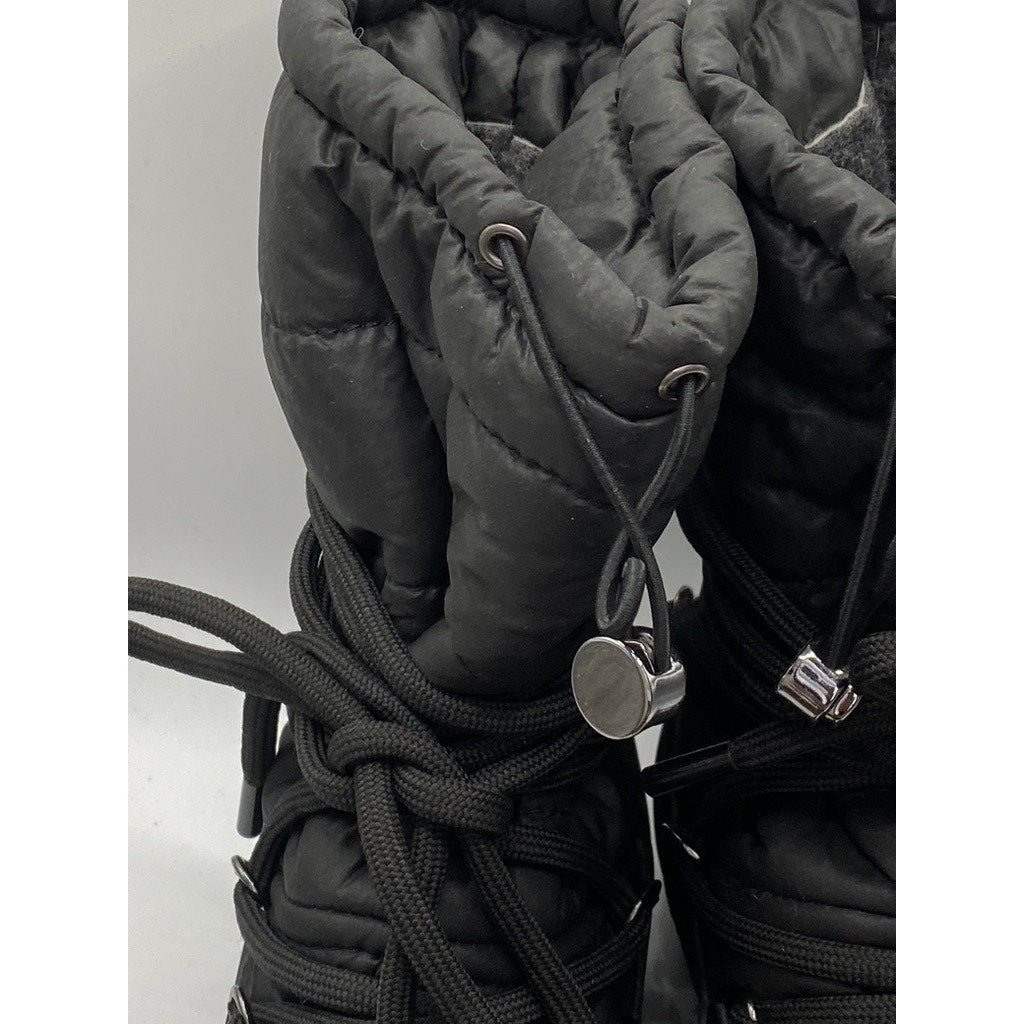 INUIKII Women's Black Tall Lace-Up Quilted Winterwear Boots SZ US9