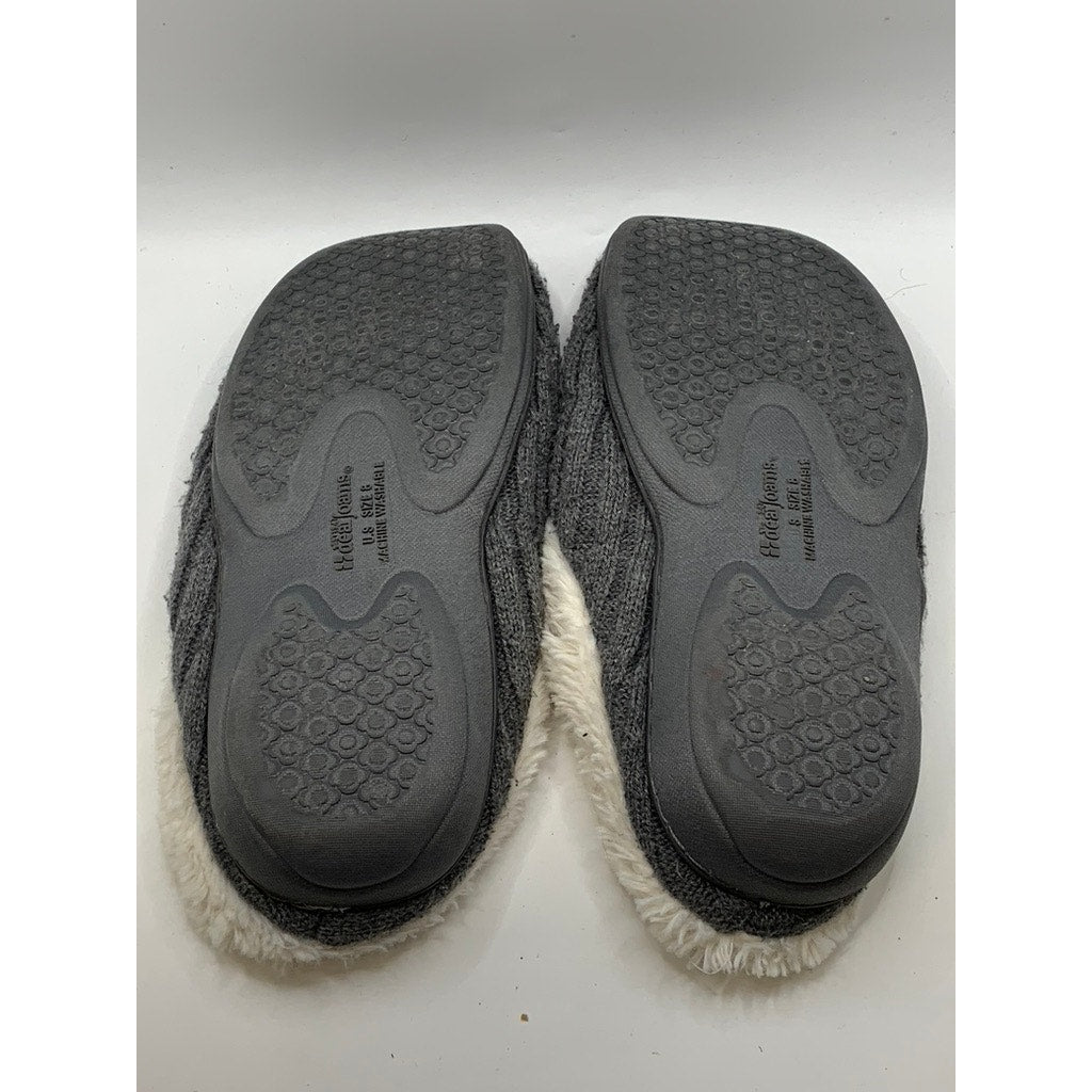 DEAR FOAMS Women's Charcoal Ribbed Faux Fur Slippers SZ 8