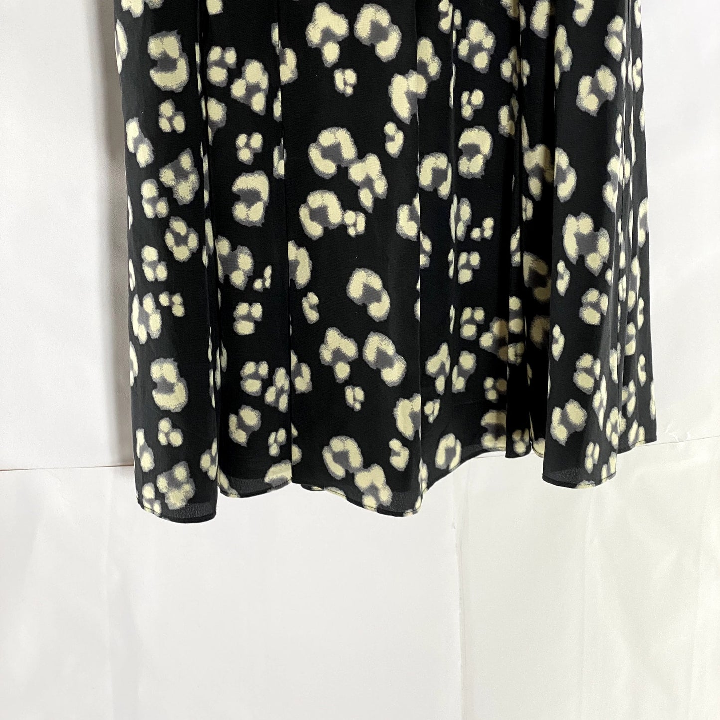 REBECCA TAYLOR Women's Black Animal Cheetah Printed Silk Fit & Flare Dress SZ 6