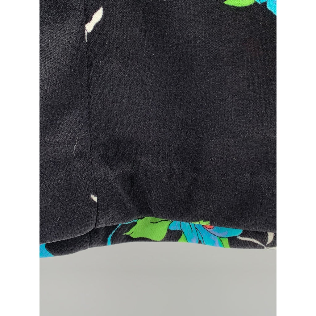 UNBRANDED Women's Blac-Multi Floral Print Button-Up Long Sleeve Top SZ M