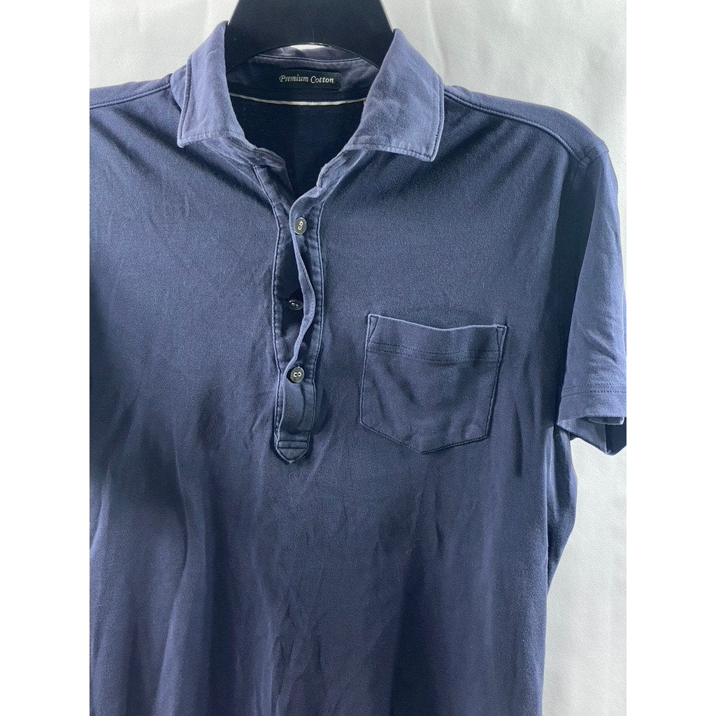 UNIQLO Men's Navy Blue Premium Cotton Short Sleeve Polo Shirt SZ S