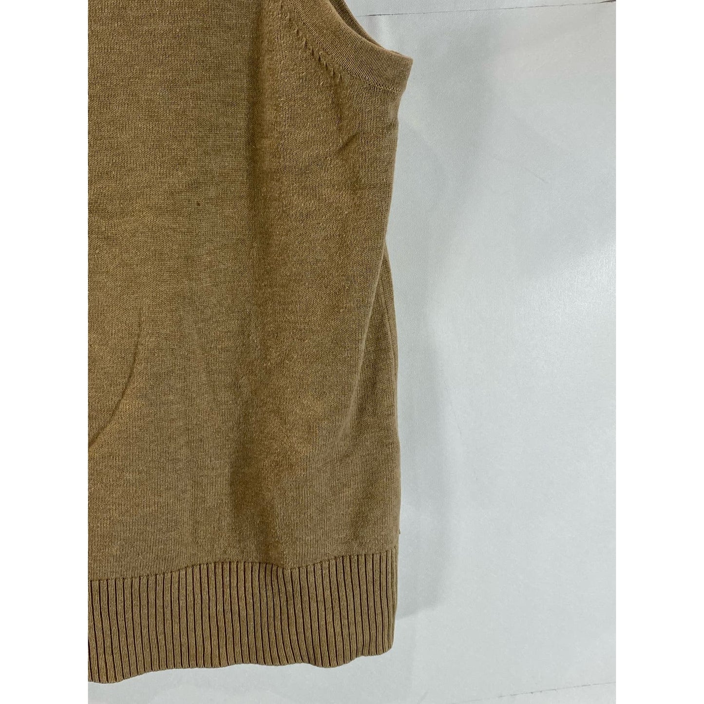 LANDS' END Men's Tan V-Neck Cotton Pullover Sweater Vest SZ L