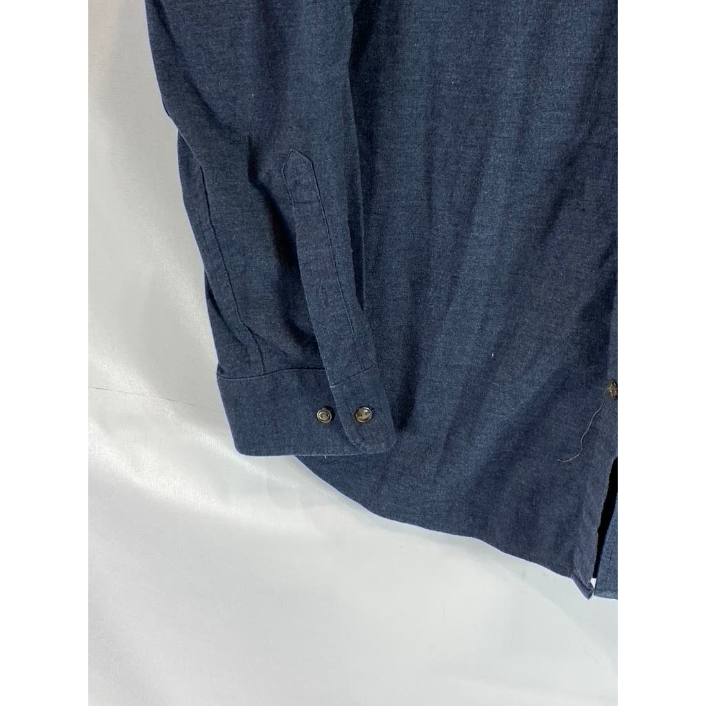 BANANA REPUBLIC Men's Mountain Blue Brushed Standard-Fit Button-Up Shirt SZ XL