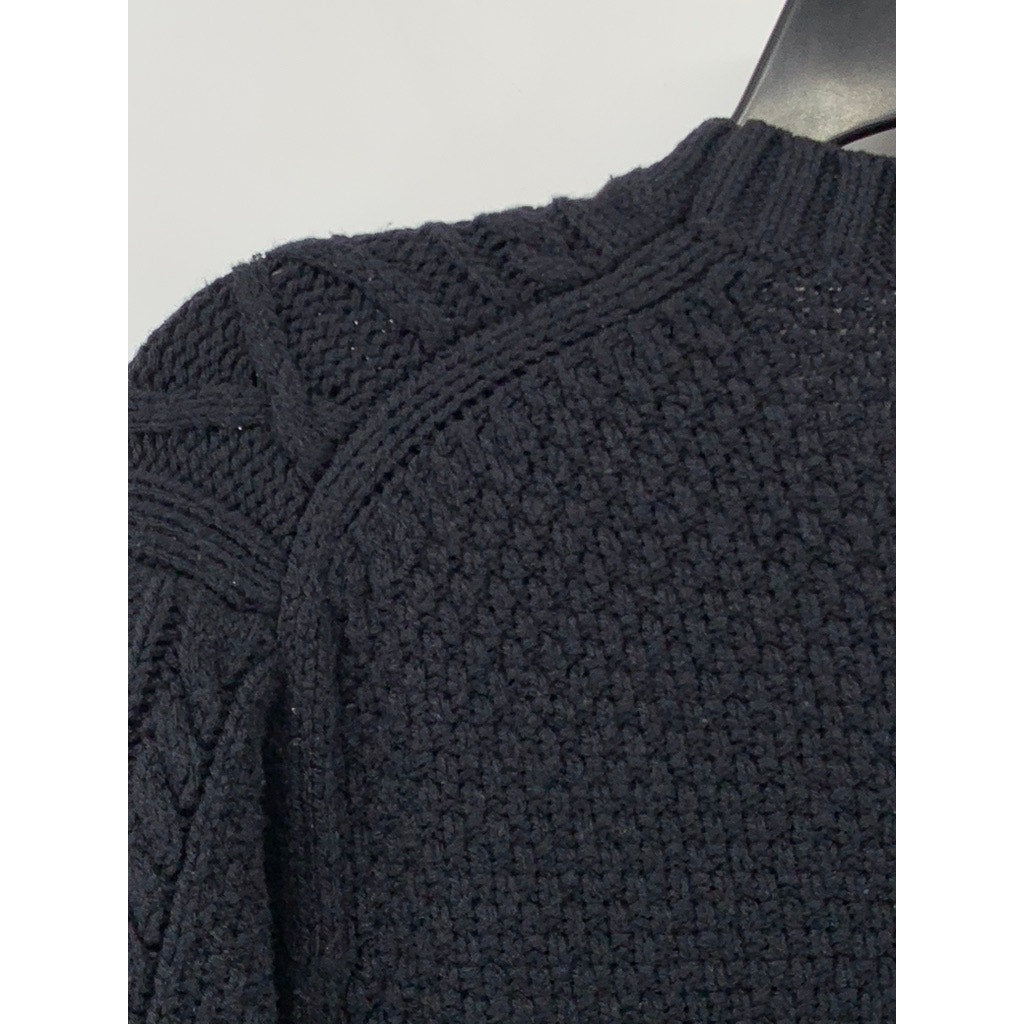 UNIQLO Women's Navy Blue Crewneck Cable Knit Long Sleeve Pullover Sweater SZ M