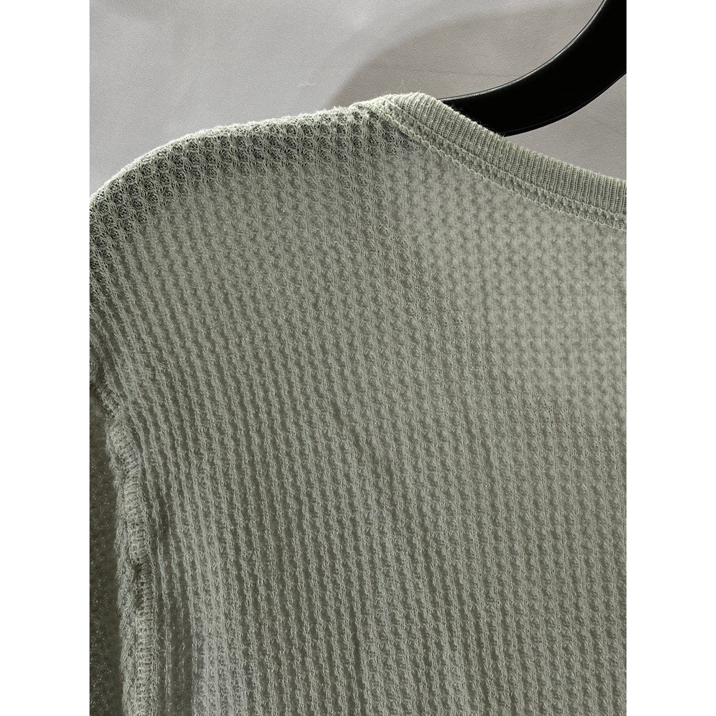 DAMSEL Women's Light Gray Thermal Knit Crewneck Lightweight Long Sleeve Top SZ L