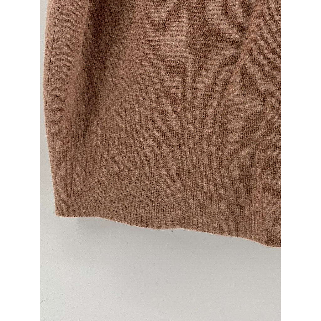 MNG Men's Tan Regular-Fit Rib-Knit Short Sleeve Polo Shirt SZ M