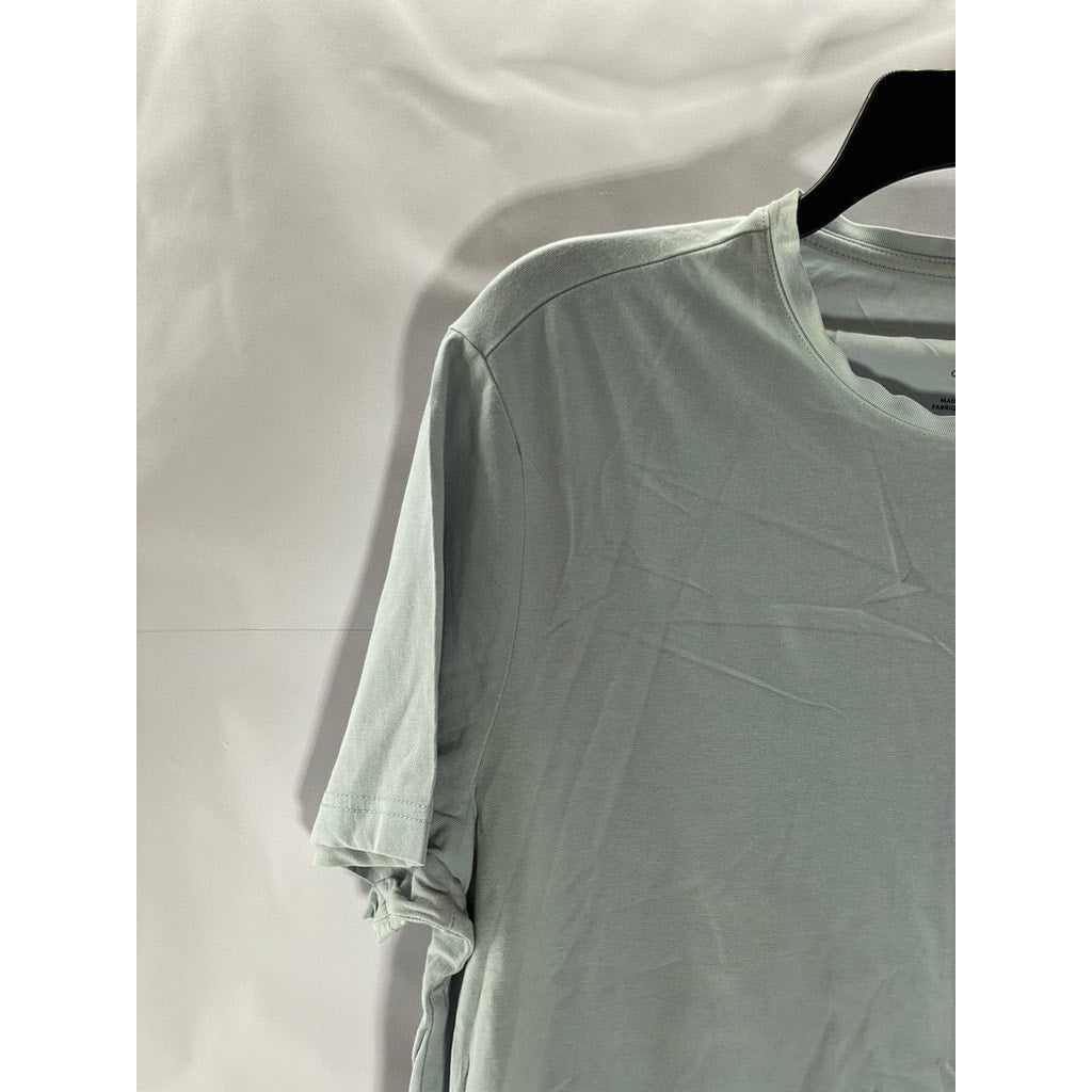H&M Men's Light Blue Solid Slim-Fit Crewneck Short Sleeve T-Shirt SZ M