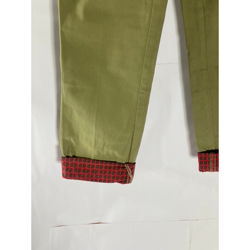 BENSON NYC Men's British Khaki Printed-Cuff Slim-Leg Sateen Pant SZ 25X28
