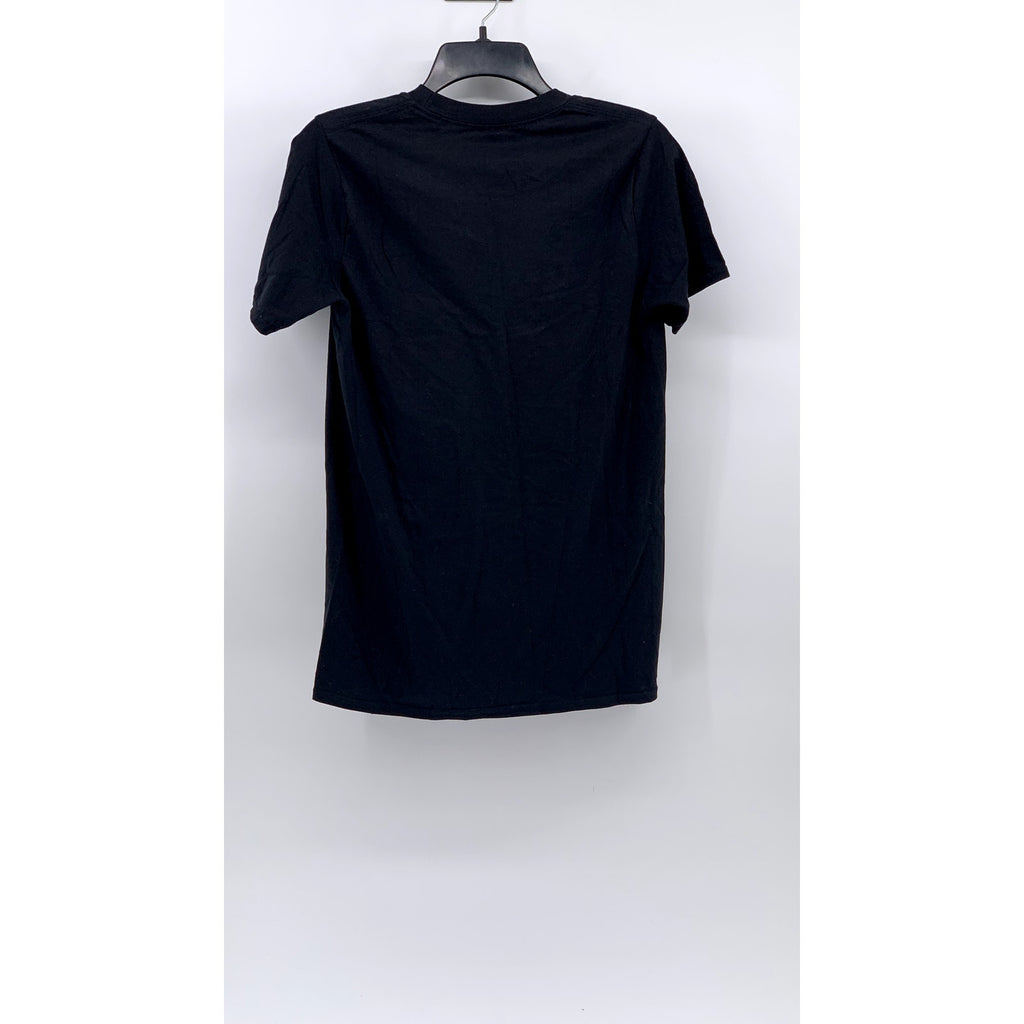 GILDAN Women's Black Daisy Embroidered Logo Crewneck Short Sleeve Top SZ S