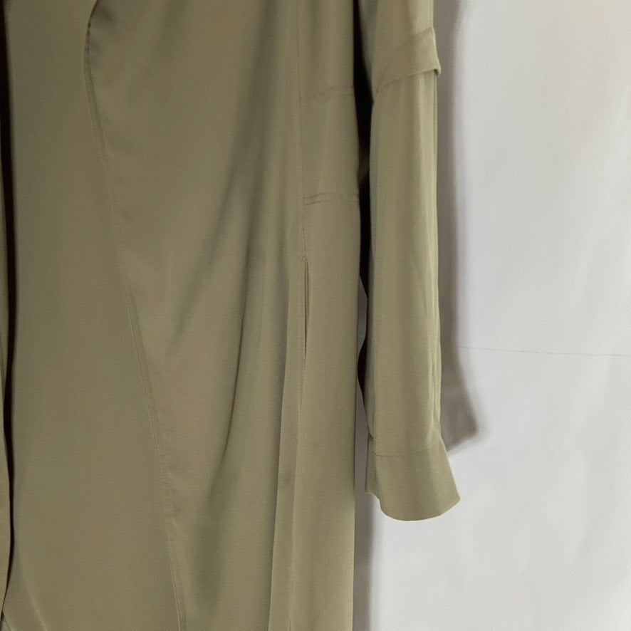 BABATON Women's Beige Open-Front Flowy Modern Belted Trench Coat SZ XXS