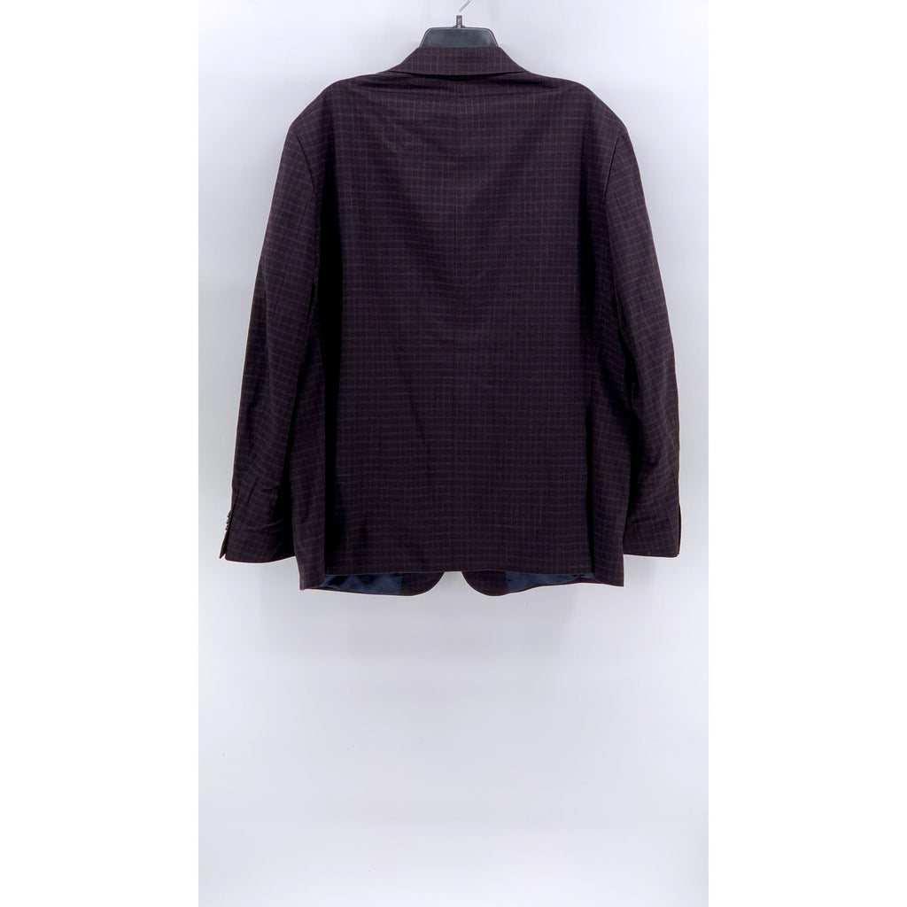 TOMMY HILFIGER Men's Brown Micro Grid Two-Button Blazer SZ 48R
