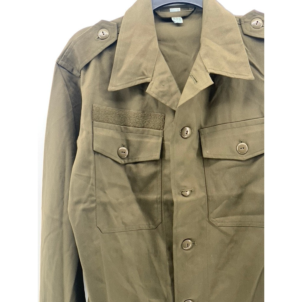 HEERESEIGENTUM Men's Vintage Olive Green Button-Up Long Sleeve Slama Shirt SZ M