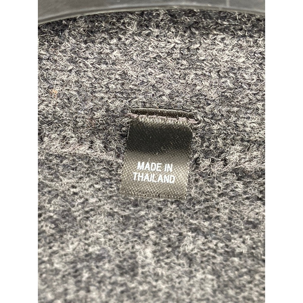 MUJI Men's Charcoal Gray Wool V-Neck Button-Up Long Sleeve Cardigan SZ L