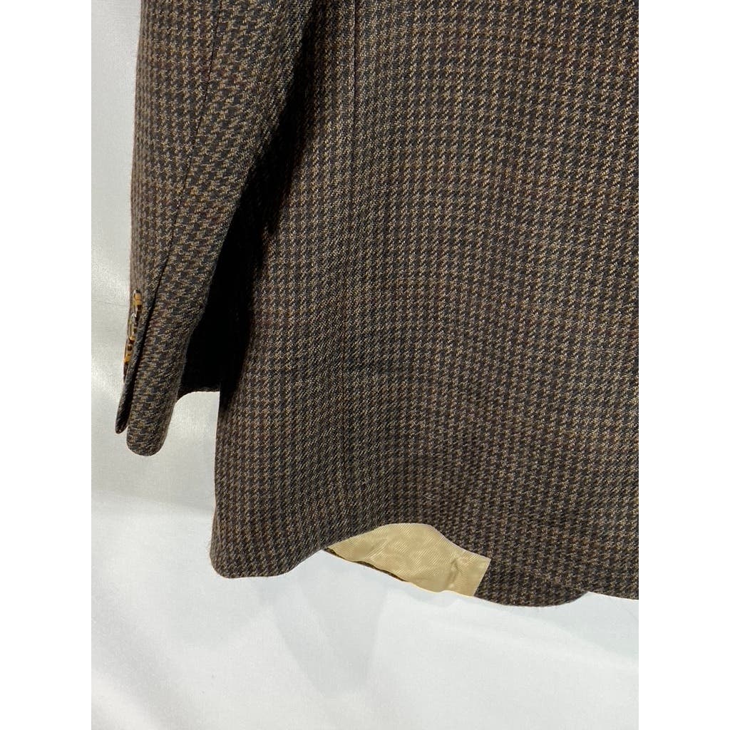 OSCAR DE LA RENTA Men's Brown Vintage Printed Two-Button Wool Blazer SZ 46L